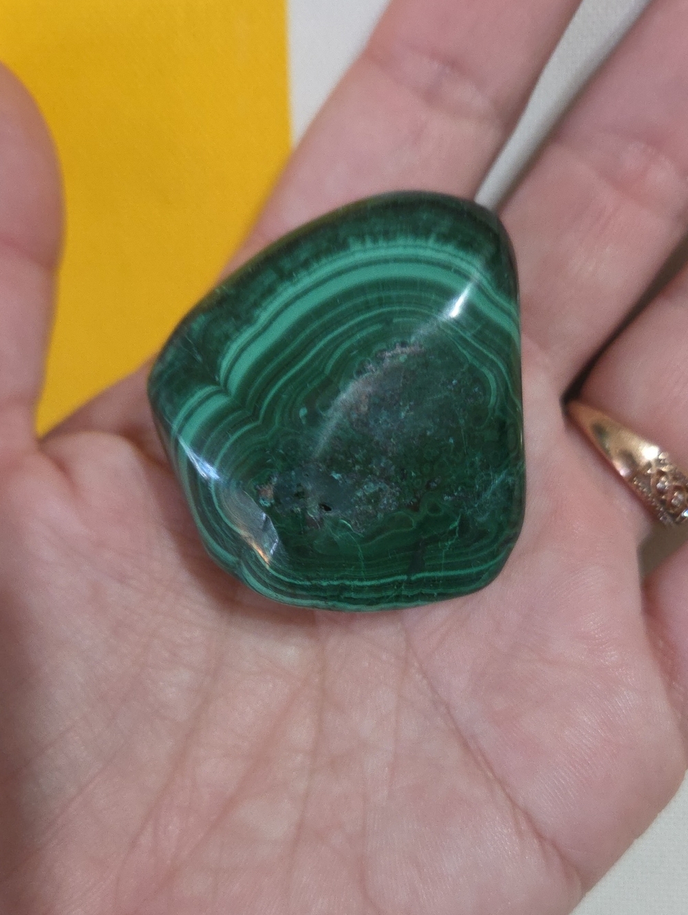 Polished Green Malachite Palm Stone